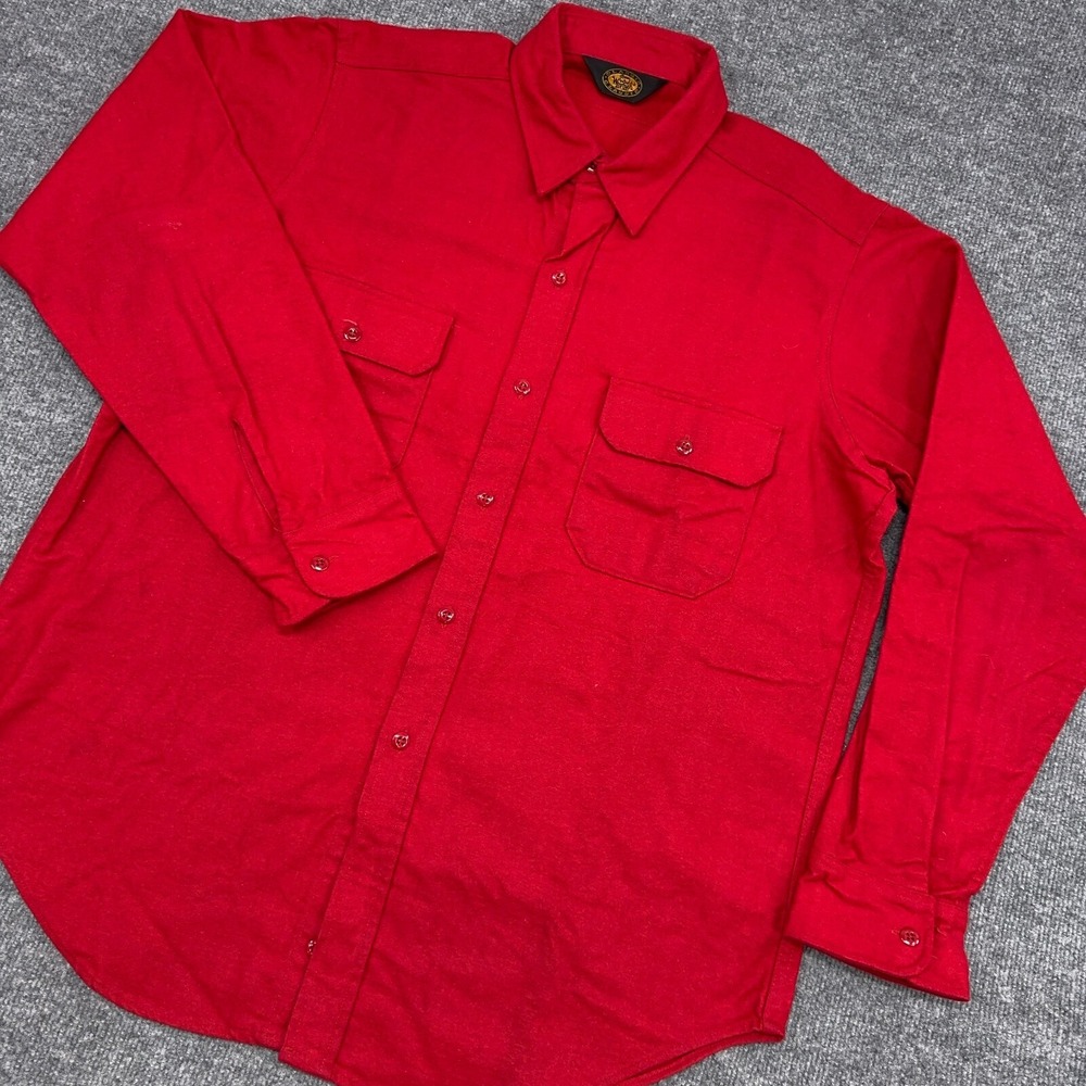Vintage 70s Woolrich Shirt Mens XL (See Measurements) Red Chamois Flannel